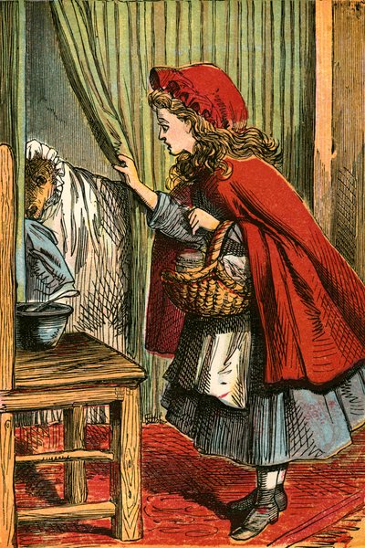 يكتشف الرداء الأحمر الذئب بواسطة مدرسة اللغة الإنجليزية