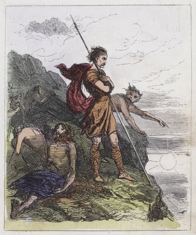 Llewellyn on the Mountains (نقش ملون) بواسطة مدرسة اللغة الإنجليزية