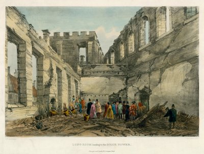 غرفة طويلة تؤدي إلى برج الطوب ، برج لندن فاير ، 1841 بواسطة مدرسة اللغة الإنجليزية
