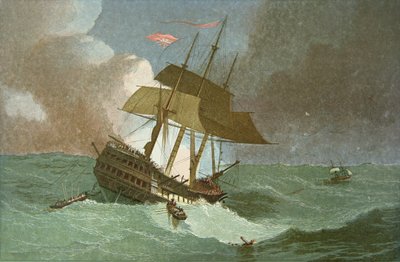 فقدان 'Kent' East Indiaman ، حوالي عام 1825 (لون ليثو) بواسطة مدرسة اللغة الإنجليزية