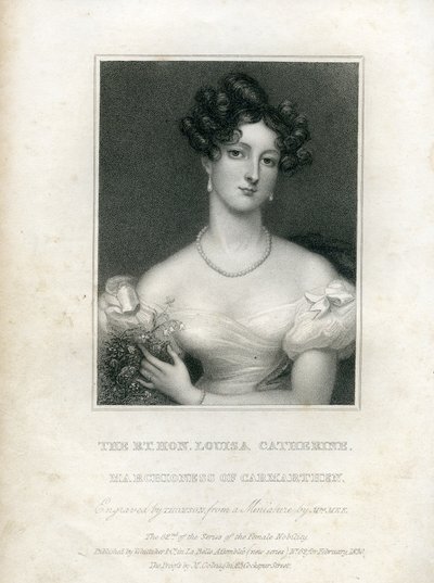 لويزا كاثرين أوزبورن ، دوقة ليدز عندما ماركية كارمارثين ، 1830 بواسطة مدرسة اللغة الإنجليزية