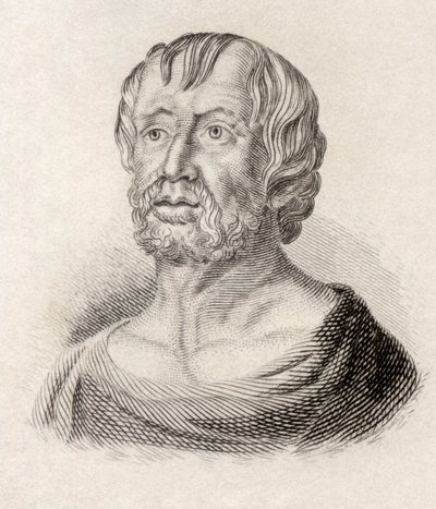 لوسيوس أنيوس سينيكا ، من "قاموس كرابيس التاريخي" ، نُشر عام 1825 بواسطة مدرسة اللغة الإنجليزية