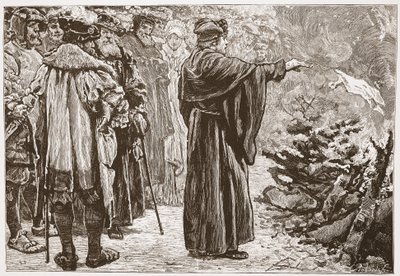 لوثر Burning the Popes Bull ، توضيح من تاريخ البروتستانتية بقلم جيمس أيتكين ويلي (1808-1890) ، حانة. 1878 بواسطة مدرسة اللغة الإنجليزية