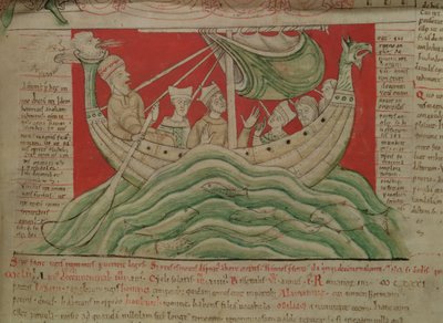 MS CCC 157 ، ص 383 ، الرؤى التي حلم بها الملك هنري الأول في نورماندي عام 1130 ، من Worcester Chronicle ، c.1130-40 (رق) (تفاصيل 95507) بواسطة مدرسة اللغة الإنجليزية