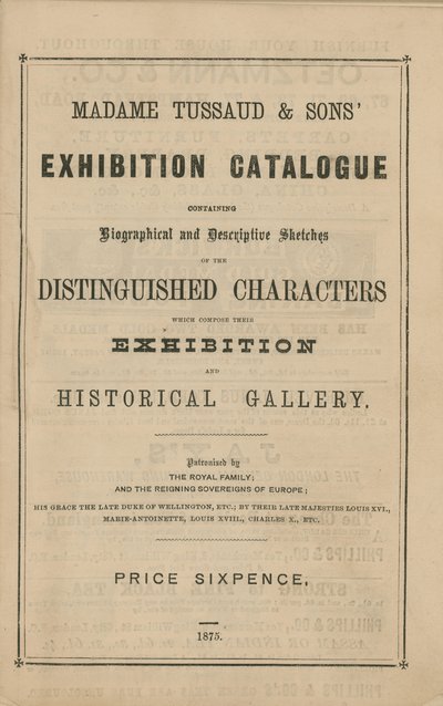 كتالوج معرض مدام توسو وأولاده لعام 1875 بواسطة مدرسة اللغة الإنجليزية