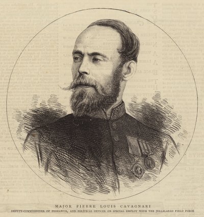 Major Pierre Louis Cavagnari (engraving) بواسطة مدرسة اللغة الإنجليزية