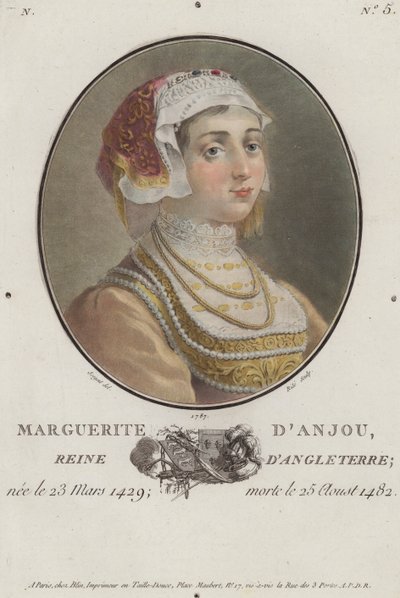 Margaret of Anjou, Queen Consort of King Henry VI of England (coloured engraving) بواسطة مدرسة اللغة الإنجليزية