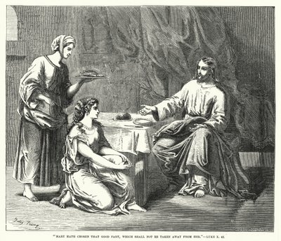 اختارت مريم ذلك الجزء الجيد الذي لن ينزع عنها ، لوقا X ، 42 (نقش) بواسطة مدرسة اللغة الإنجليزية