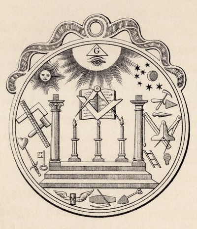 ختم ماسوني ، من "تاريخ الماسونية ، المجلد الثالث" ، نشره توماس سي جاك ، لندن ، 1883 بواسطة مدرسة اللغة الإنجليزية