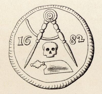 ختم ماسوني للنجارين في Maestricht ، بتاريخ 1682 ، من "تاريخ الماسونية ، المجلد الثاني" ، نشره توماس سي جاك ، لندن ، 1883 بواسطة مدرسة اللغة الإنجليزية