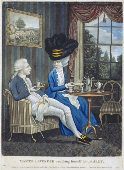 سيد الخزامى يؤهل نفسه للجيش ، الحانة. بواسطة كارينغتون بولز (fl.1744-93) ، 1781 (نقش mezzotint) بواسطة مدرسة اللغة الإنجليزية