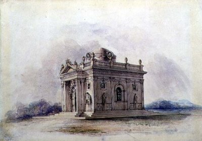تصميم الضريح ، حوالي عام 1825 (ألوان مائية على ورق) بواسطة مدرسة اللغة الإنجليزية