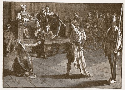 اجتماع Shire-Moot ، c.835 ، رسم توضيحي من Cassells Illustrated History of England (sepia photo) بواسطة مدرسة اللغة الإنجليزية