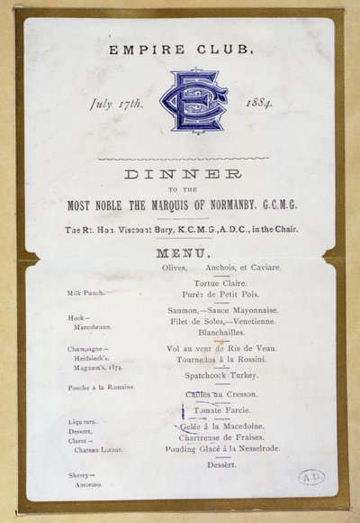 القائمة من نادي الإمبراطورية ، 17 مارس 1884 بواسطة مدرسة اللغة الإنجليزية