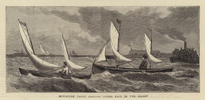 Miniature Yacht (Sailing Canoe) Race in the Solent (engraving) بواسطة مدرسة اللغة الإنجليزية