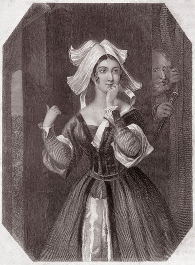 Mistress Page (The Merry Wives of Windsor) في - "" معرض نساء شكسبير ، مجموعة من 45 صورة جادة لفنانين من أوائل لندن ، غنية بالسجلات النقدية والأدبية "" حوالي عام 1838 - من "" معرض نساء شكسبير ، العقيد بواسطة مدرسة اللغة الإنجليزية
