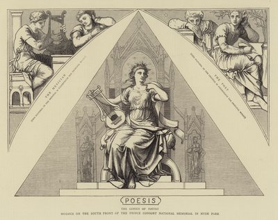 Mosaics on the South Front of the Prince Consort National Memorial in Hyde Park (engraving) بواسطة مدرسة اللغة الإنجليزية