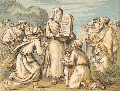 Moses Veiled (coloured engraving) بواسطة مدرسة اللغة الإنجليزية