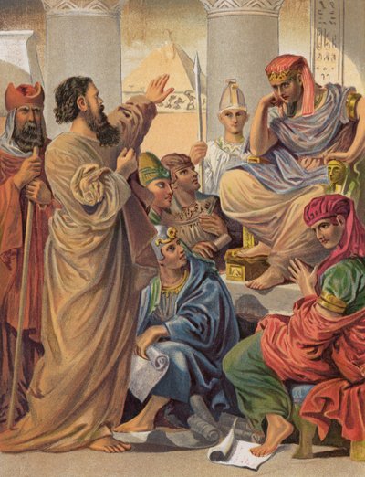 موسى وهارون قبل فرعون ، الخروج ، السابع (لون ليثو) بواسطة مدرسة اللغة الإنجليزية