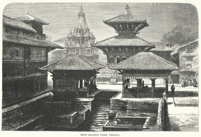 Most Sacred Tank, Nepaul (engraving) بواسطة مدرسة اللغة الإنجليزية