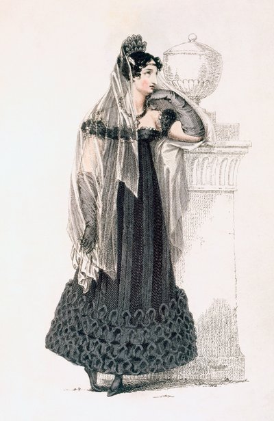فستان الحداد ، لوحة الموضة من Ackermanns Repository of Arts بواسطة مدرسة اللغة الإنجليزية