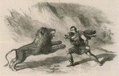 السيد كروكيت ، تامر الأسد ، يؤدي مع أسوده في مسرح Astleys ، لندن بواسطة مدرسة اللغة الإنجليزية