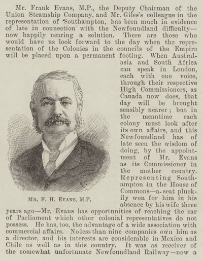 السيد FH Evans ، MP (نقش) بواسطة مدرسة اللغة الإنجليزية