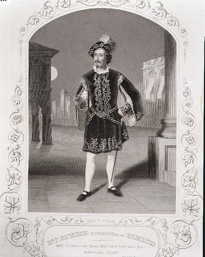 السيد ب. ريتشنغز (من فيلادلفيا) مثل Mercutio ، الفصل الأول ، المشهد 4 من "روميو وجولييت" ، من daguerreotype ، حانة. بواسطة John Tallis & Co. (litho) بواسطة مدرسة اللغة الإنجليزية