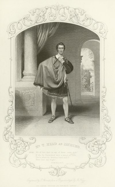 السيد T Mead مثل Iachimo ، Cymbeline ، القانون الأول ، المشهد السابع بواسطة مدرسة اللغة الإنجليزية