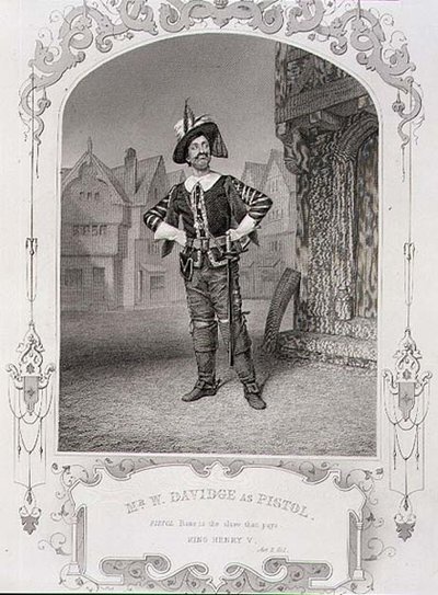 السيد دبليو دافيدج في دور مسدس ، الفصل الثاني المشهد 1 من "الملك هنري الخامس" ، من daguerreotype ، حانة. بواسطة John Tallis & Co. (litho) بواسطة مدرسة اللغة الإنجليزية