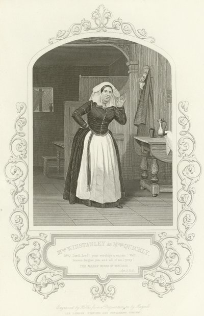 السيدة Winstanley مثل السيدة Quickly ، The Merry Wives of Windsor ، الفصل الثاني ، المشهد الثاني بواسطة مدرسة اللغة الإنجليزية