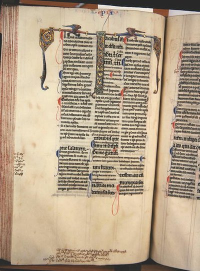 Ms.27، f.84v: صفحة من نسخة لامعة من العهد الجديد (رق) بواسطة مدرسة اللغة الإنجليزية