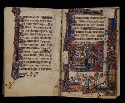 Ms 1-2005، ff.57v-58r: أرسل شاول Doeg لقتل كهنة نوب ، مؤرخًا بالأحرف الأولى من Macclesfield Psalter ، Use of Sarum ، East Anglia ، c.1330 (رق) بواسطة مدرسة اللغة الإنجليزية