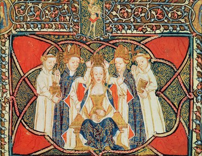 السيدة 197 f.19v تتويج ملكة من Liber Regalis بواسطة مدرسة اللغة الإنجليزية