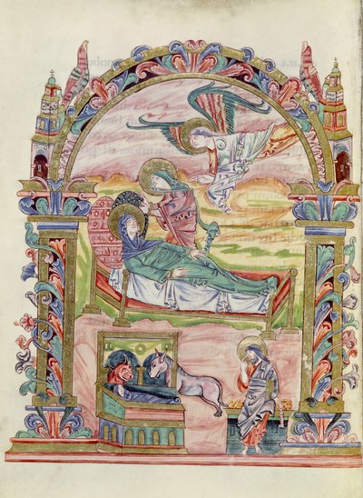 السيدة 274 (Y-6) fol.32v الميلاد ، من كتاب قداسة روبرت جوميج ، ج 1016 بواسطة مدرسة اللغة الإنجليزية