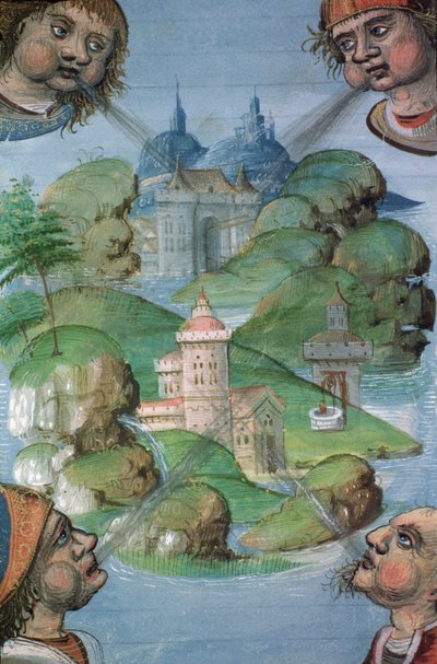 السيدة Hunter 9 f.47v City ، من سفر المزامير Hunterian ، c.1170 بواسطة مدرسة اللغة الإنجليزية