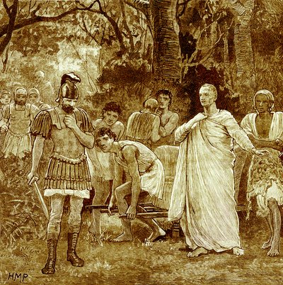 قتل سيسيرو ، رسم توضيحي من Cassells Illustrated History History بقلم إدوارد أولييه ، نشر عام 1890 (صورة محسنة رقميًا) بواسطة مدرسة اللغة الإنجليزية
