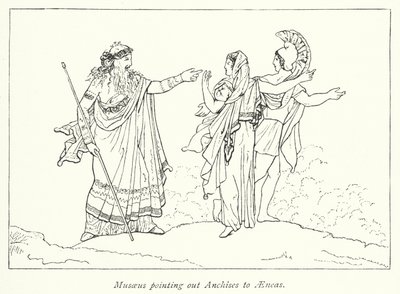 Musaeus يشير إلى Anchises إلى Aeneas (litho) بواسطة مدرسة اللغة الإنجليزية