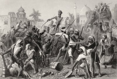 سبويز متمرد ينقسم الغنائم ، من "تاريخ التمرد الهندي" ، نُشر عام 1858 بواسطة مدرسة اللغة الإنجليزية