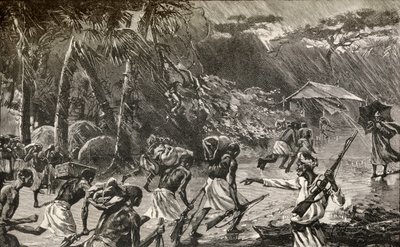 الحمالون الأصليون في بعثة السير هنري مورتون ستانلي لإغاثة أمين باشا في أفريقيا 1886 إلى 1889 بواسطة مدرسة اللغة الإنجليزية