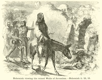 نحميا ينظر إلى جدران القدس المدمرة ، نحميا ، الثاني ، 12 ، 13 بواسطة مدرسة اللغة الإنجليزية