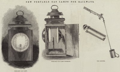 New Portable Gas Lamps for Railways (engraving) بواسطة مدرسة اللغة الإنجليزية