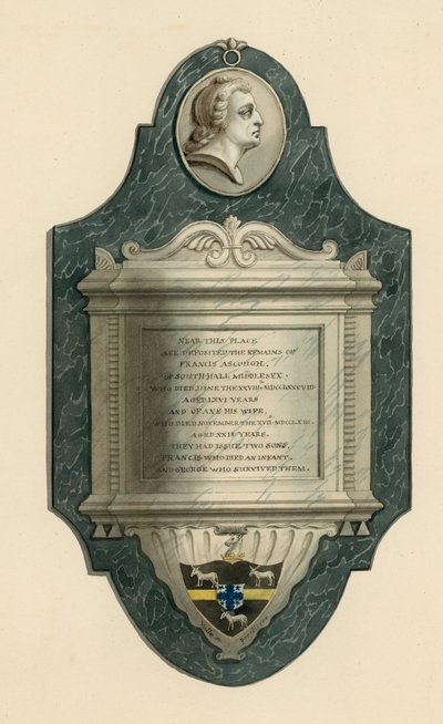 مقبرة نوروود. توفي قبر فرانسيس أسوغ من Southhall ، ميدلسكس ، 1788 بواسطة مدرسة اللغة الإنجليزية