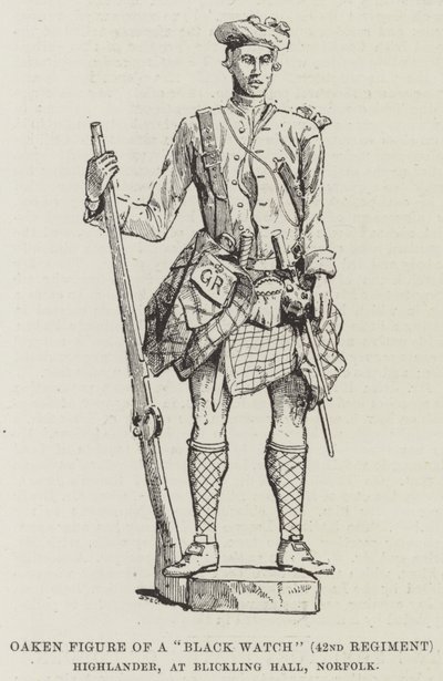 شكل Oaken لـ "Black Watch" (الفوج 42) هايلاندر ، في Blickling Hall ، نورفولك (نقش) بواسطة مدرسة اللغة الإنجليزية