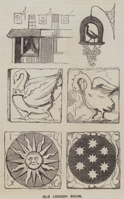 Old London Signs (engraving) بواسطة مدرسة اللغة الإنجليزية