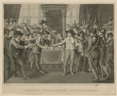 يقوم أوليفر كرومويل بحل البرلمان الطويل بواسطة مدرسة اللغة الإنجليزية