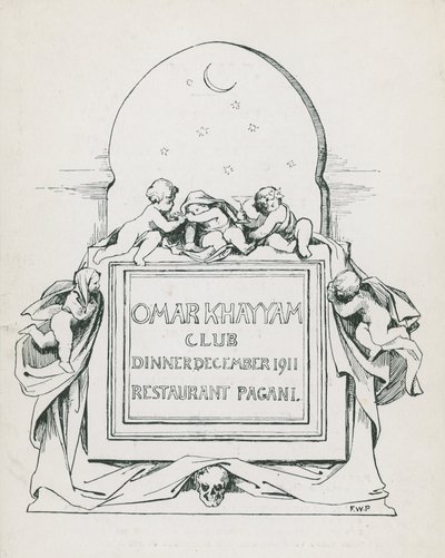 عشاء نادي عمر الخيام ، ديسمبر 1911 ، في مطعم Paganis بواسطة مدرسة اللغة الإنجليزية