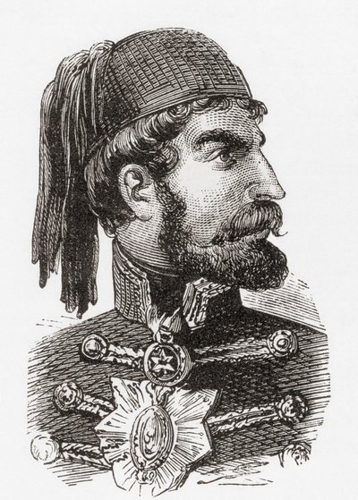 عمر باشا لاتاس، من تاريخ العالم المصور لورد ولوك المصور للعالم، طُبع عام 1882 بواسطة مدرسة اللغة الإنجليزية