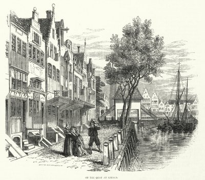 On the quay, Leyden (engraving) بواسطة مدرسة اللغة الإنجليزية