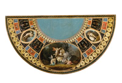 واحدة من زوج من طاولات الشاي من جورج الثالث ، ربما أيرلندية ، حوالي عام 1780 (خشب مزخرف باللونين الأسود والذهبي ومتعدد الألوان) (انظر أيضًا 3056799-803) بواسطة مدرسة اللغة الإنجليزية